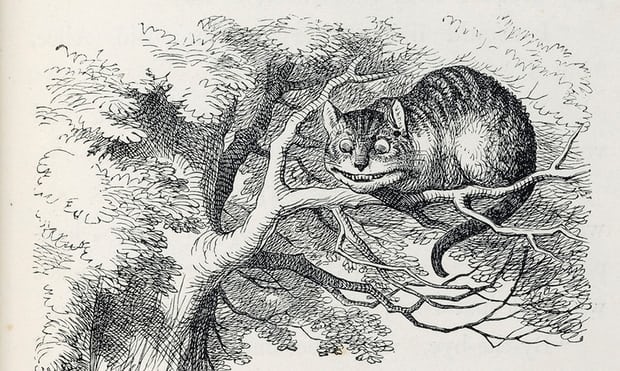 illustration of Cheshire Cat in tree